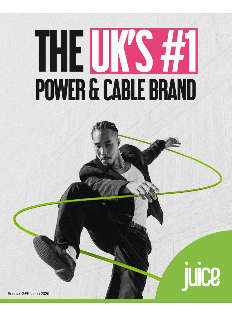 جوس كابل JUICE USB-C إلى USB-C، يدعم الشحن السريع ونقل البيانات، مزود بموصلات قابلة للعكس، مصنوع من مادة TPE، متوافق مع iPhone 17 و16 و15، وiPad Pro، وأجهزة Samsung وGoogle والمزيد، مضفر لمتانة إضافية، بطول 2 متر، باللون الأبيض. - Image 5